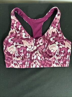tek gear Burgundy & Light Pink Abstract Racerback Sports Bra
